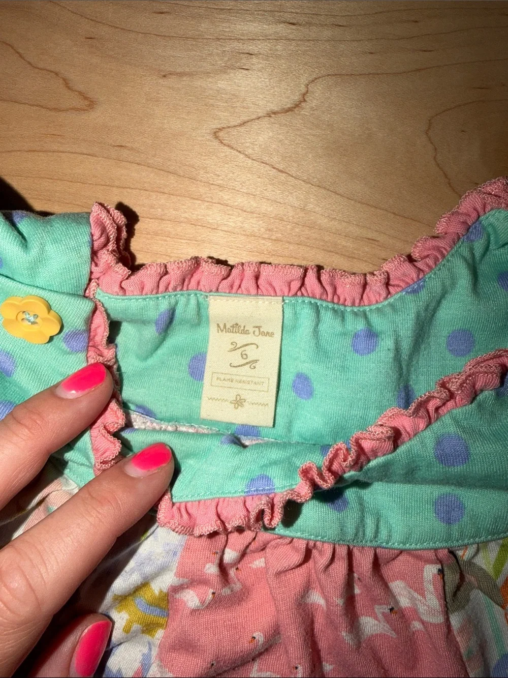 Girls' Floral Mix Green & Coral Pajama Set